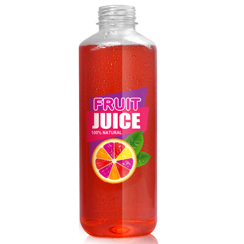1000ml Clear PET Square Plastic Juice Bottle (38mm Neck) (No Cap)