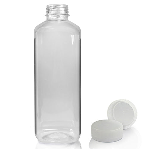 1000ml Clear PET Square Plastic Juice Bottle With Natural T/E Juice Cap
