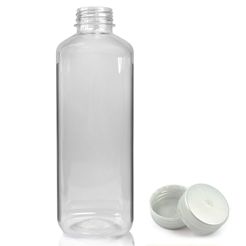 1000ml Clear PET Square Plastic Juice Bottle With Silver T/E Juice Cap (Wholesale) - Pallet Quantity - 728