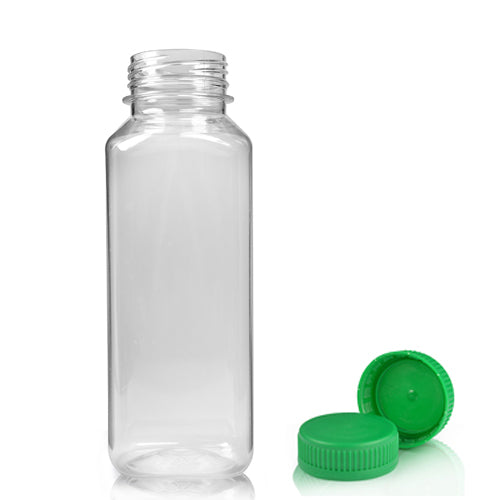 250ml Clear PET Square Juice Bottle With Green T/E Juice Cap (Wholesale) - Pallet Quantity - 2376