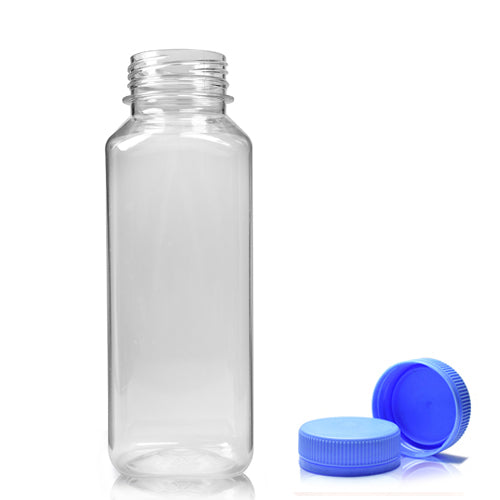 250ml Clear PET Square Juice Bottle With Light Blue T/E Juice Cap