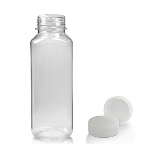 250ml Clear PET Square Juice Bottle With Natural T/E Juice Cap (Wholesale) - Pallet Quantity - 2376
