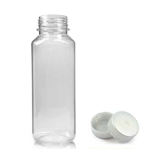 250ml Clear PET Square Juice Bottle With Silver T/E Juice Cap
