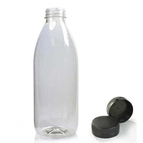 1000ml Classic Clear 30% RPET Juice Bottle With Black Juice Cap