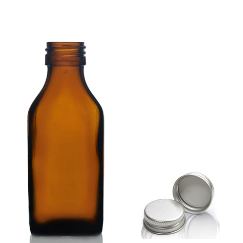 100ml Amber Glass Rectangular Bottle & Aluminium Cap