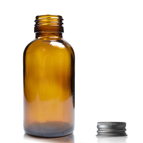 100ml Amber Glass Boston Bottle & Aluminium Cap
