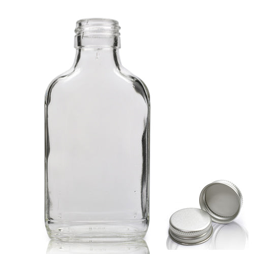 100ml Glass Spirit Flask Bottle & Aluminium Cap