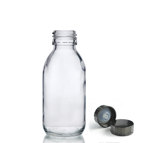 125ml Clear Glass Sirop Bottle & Urea Polycone Cap