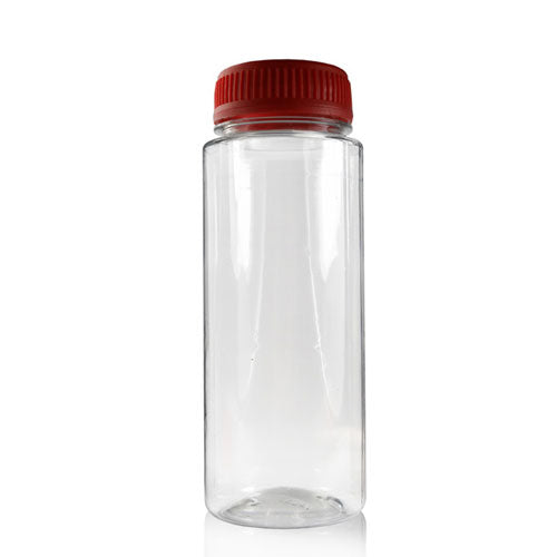 150ml Slim Plastic Juice Bottle (38mm Neck) (Wholesale) - 38mm Red T/E Bottle Cap