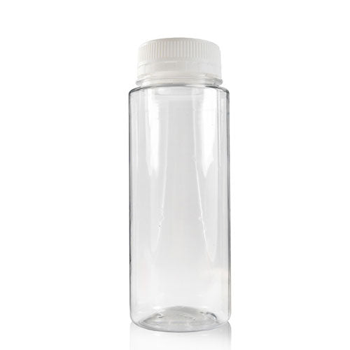 150ml Slim Plastic Juice Bottle (38mm Neck) (Wholesale) - 38mm White T/E Bottle Cap