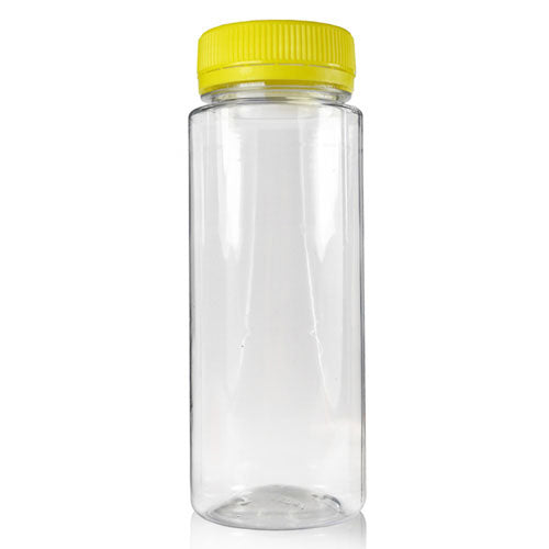 150ml Slim Plastic Juice Bottle (38mm Neck) (Wholesale) - 38mm Yellow T/E Bottle Cap