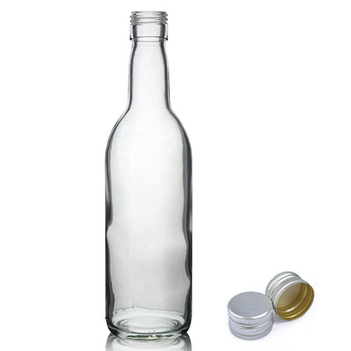 187ml Clear Glass Bordeaux Bottle & Silver Cap