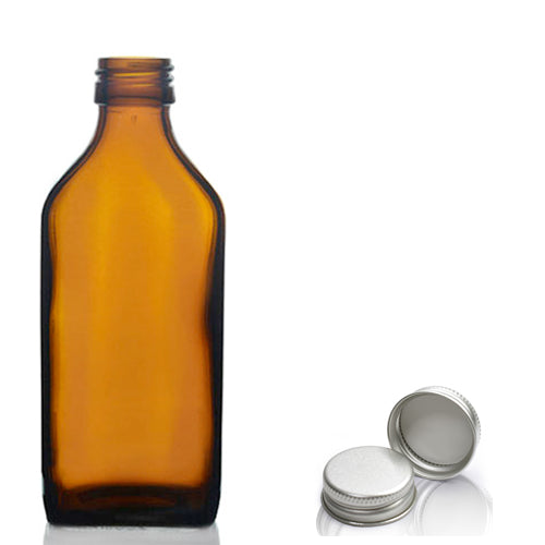 200ml Amber Glass Rectangular Bottle & Aluminium Cap
