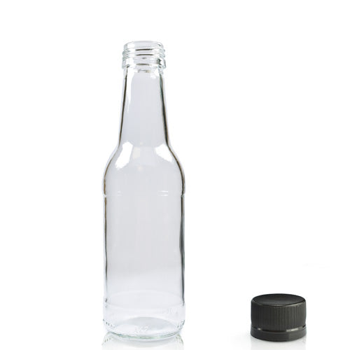 200ml Clear Glass Mixer Bottle & MCA Screw Cap - Black