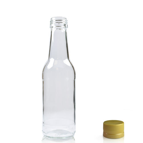 200ml Clear Glass Mixer Bottle & MCA Screw Cap - Gold