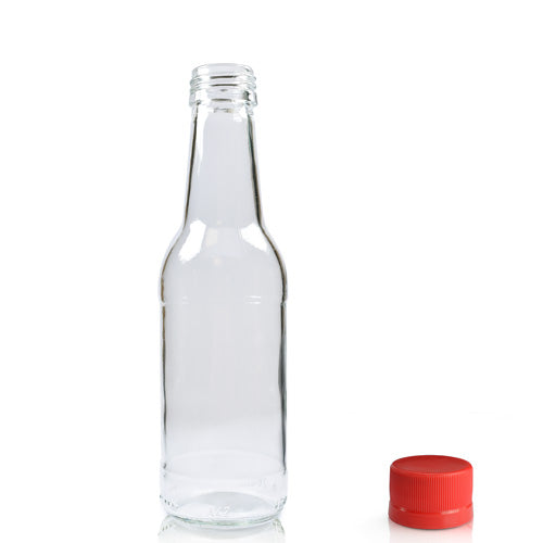 200ml Clear Glass Mixer Bottle & MCA Screw Cap - Red