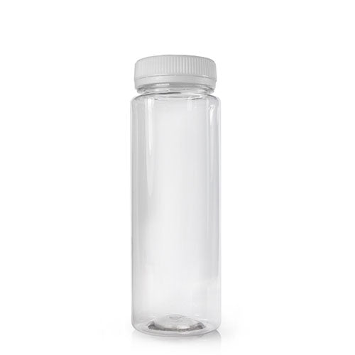 200ml Slim Plastic Juice Bottle (38mm Neck) (Wholesale) - 38mm Silver T/E Bottle Cap