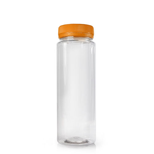200ml Slim Plastic Juice Bottle (38mm Neck) (Wholesale) - 38mm Orange T/E Bottle Cap
