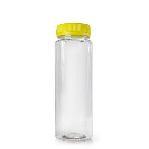200ml Slim Plastic Juice Bottle (38mm Neck) (Wholesale) - 38mm Yellow T/E Bottle Cap