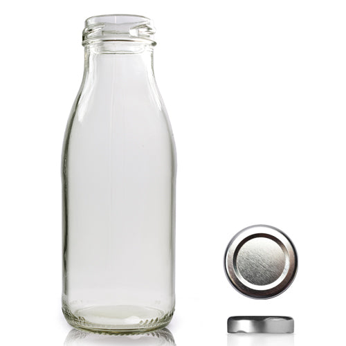 250ml Clear Glass Milk Bottle & Twist-Off Lid