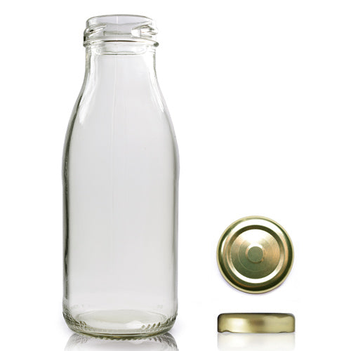250ml Clear Glass Milk Bottle & Twist-Off Lid