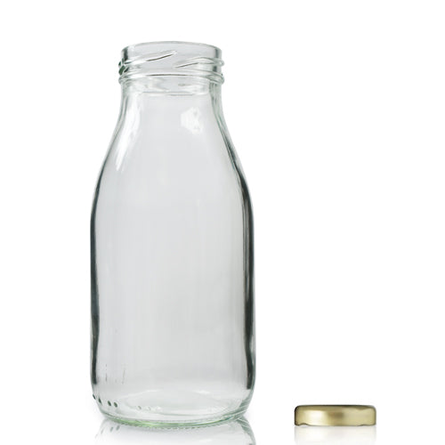250ml Glass Juice Bottle With Twist Off Lid - Gold