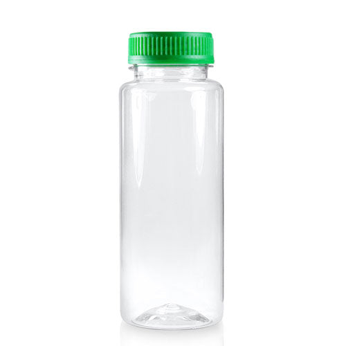 250ml Slim Plastic Juice Bottle (38mm Neck) (Wholesale) - 38mm Green T/E Bottle Cap
