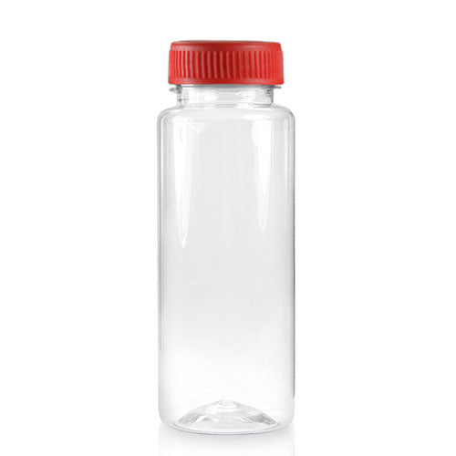 250ml Slim Plastic Juice Bottle (38mm Neck) (Wholesale) - 38mm Red T/E Bottle Cap