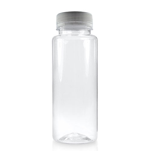 250ml Slim Plastic Juice Bottle (38mm Neck) (Wholesale) - 38mm Silver T/E Bottle Cap