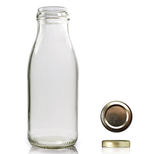250ml Clear Glass Milk Bottle & Twist-Off Lid