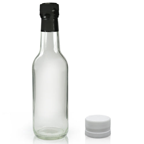 250ml Clear Wine Bottle With White Cap