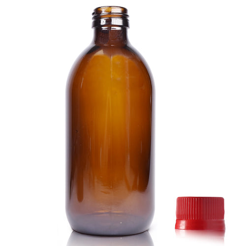 330ml Amber Glass Drinks Bottle With Juice Cap (Surplus) (Wholesale) - Red