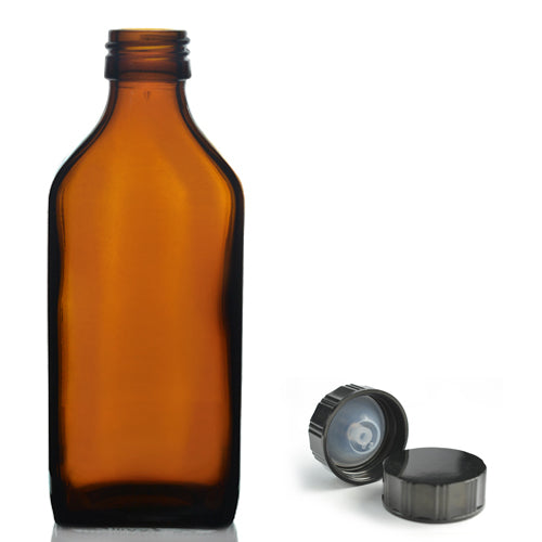 500ml Amber Glass Rectangular Bottle & 28mm Urea Polycone Cap