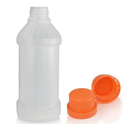 500ml HDPE Plastic Juice Bottle With 32mm Orange T/E Cap