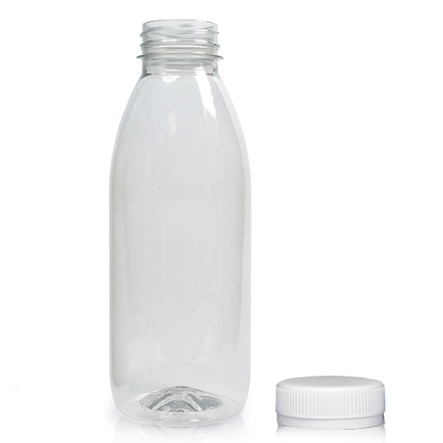 500ml Classic Clear 30% RPET Juice Bottle (Wholesale) - 38mm Natural T/E Bottle Cap