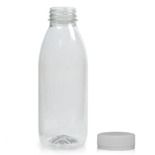 500ml Classic Clear 30% RPET Juice Bottle (Wholesale) - 38mm Silver T/E Bottle Cap