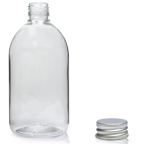 500ml Clear 50% rPET Sirop Bottle & 28mm Aluminium Cap
