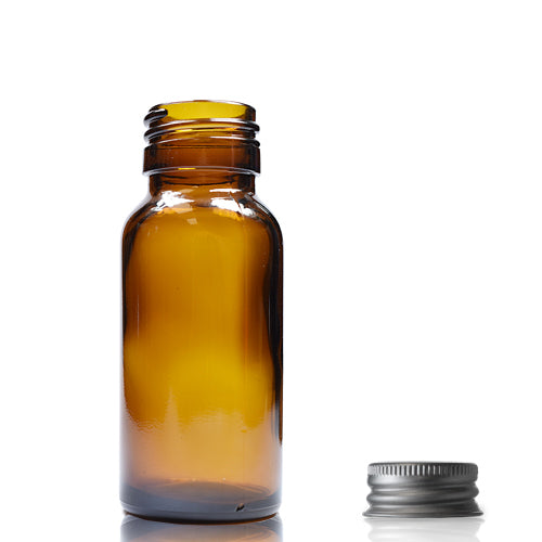 50ml Amber Glass Boston Bottle & Aluminium Cap