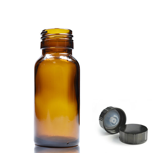 50ml Amber Glass Boston Bottle & Urea Polycone Cap