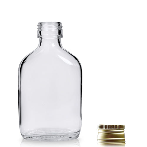 50ml 'Flask' Miniature Glass Bottle With 22mm Gold Cap