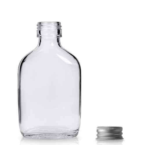 50ml 'Flask' Miniature Glass Bottle With Silver 22mm Cap