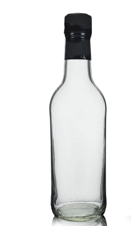 750ml Clear Glass Wine Bottle With Black Screw Cap & Tear Off Wrap