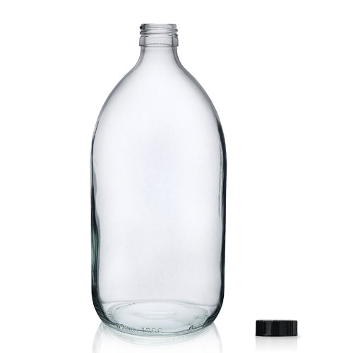 1000ml Clear Glass Sirop Bottle &amp; Urea Polycone Cap