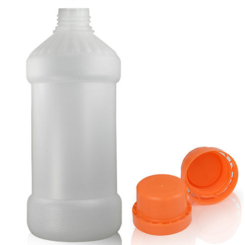 1 Litre HDPE Plastic Juice Bottle With Orange T/E Cap