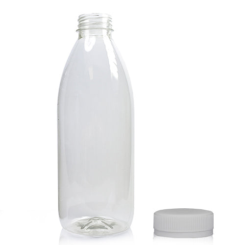 1000ml Classic Clear 30% RPET Juice Bottle (Wholesale) - 38mm Silver T/E Bottle Cap