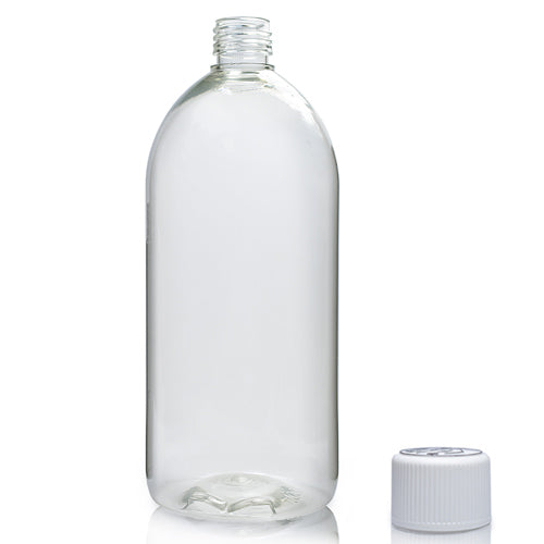 1000ml Clear rPet Sirop Bottle With Child Resistant Cap