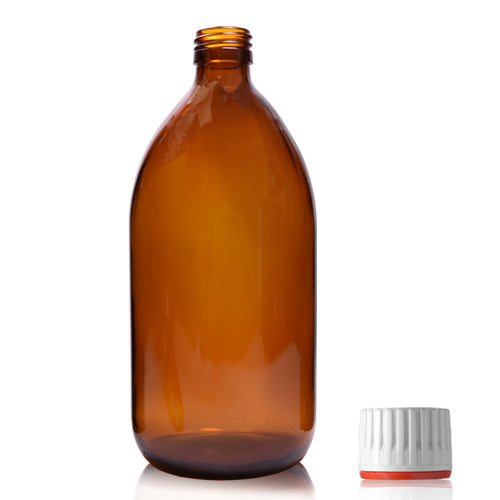 1000ml Amber Glass Sirop Bottle & 28mm (Red Band) T/E Cap