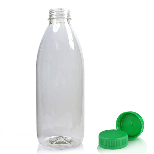 1000ml Classic Clear 30% RPET Juice Bottle With Green Juice Cap