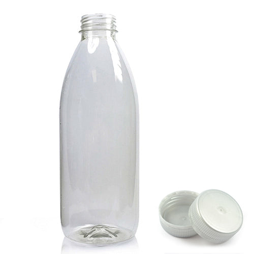 1000ml Classic Clear 30% RPET Juice Bottle With Silver Juice Cap