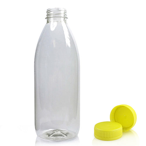 1000ml Classic Clear 30% RPET Juice Bottle With Yellow Juice Cap